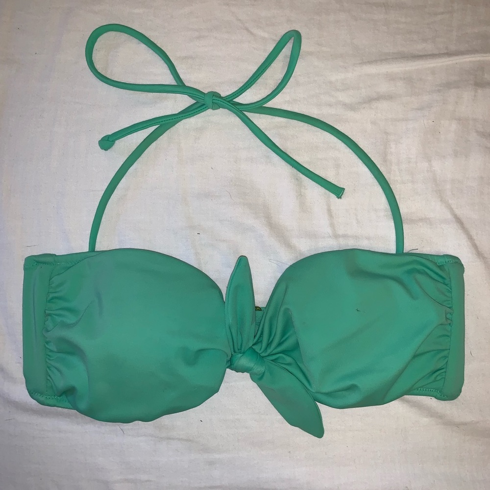 Green strapless bathing suit top